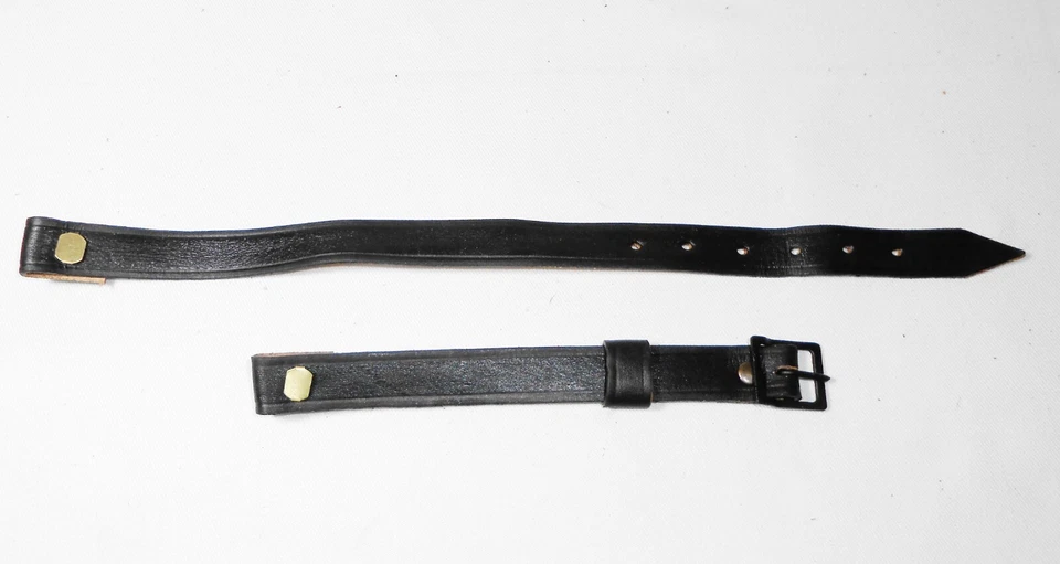 Jugulaire casque de Sapeur-Pompier modèle 1895 cuir noir, repro. - Photo 3/4