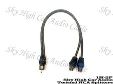 Sky High Car Audio Twisted 2 Female 1 Male RCA Splitter Cables OFC 2F1M