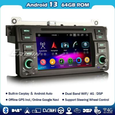 Android 14 8-Kern Autoradio BMW 3er E46 Rover 75 MG ZT DVD CarPlay DAB+Navi WiFi