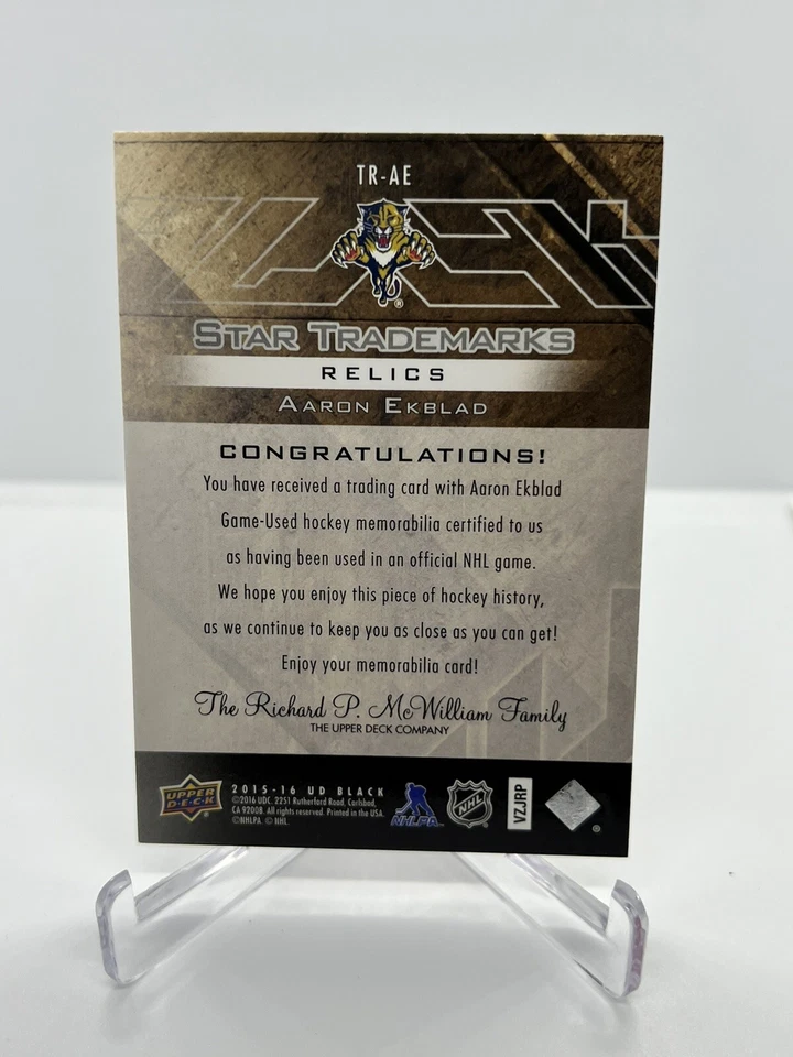 2015-16 UD Black Star Trademarks Relics Aaron Ekblad #TR-AE Florida Panthers - Image 2 of 2