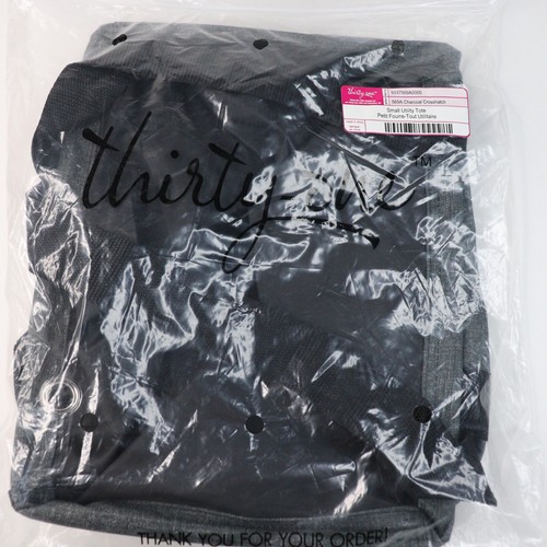 Thirty-One Small Utility Tote Charcoal Crosshatch 10 x 7 in Organizer - Picture 10 of 10