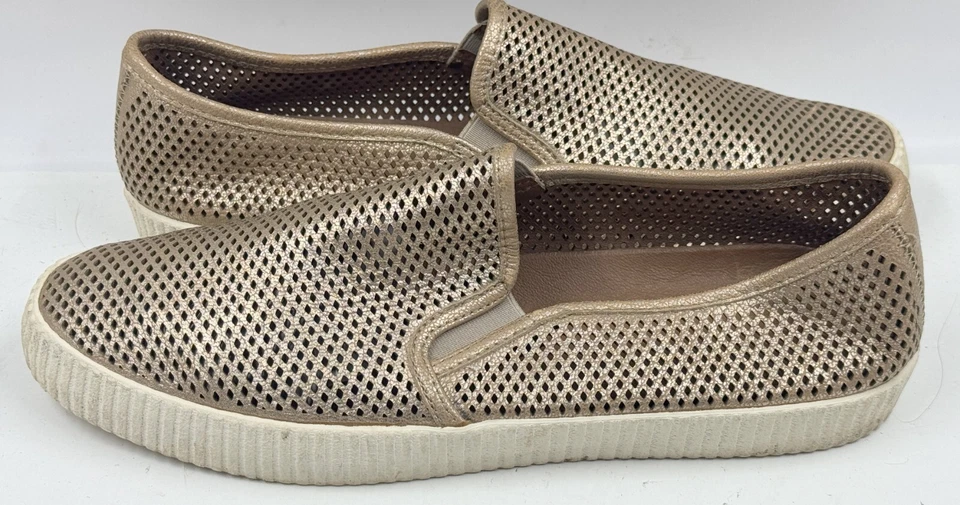 Zapatos Frye Camille para mujer talla 11 mocasines planos perforados de cuero dorado sin cordones Foto 2 de 4