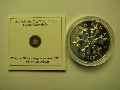 2007 Proof $20 Crystal Snowflake #2-Iridescent Canada .925 silver twenty dollars