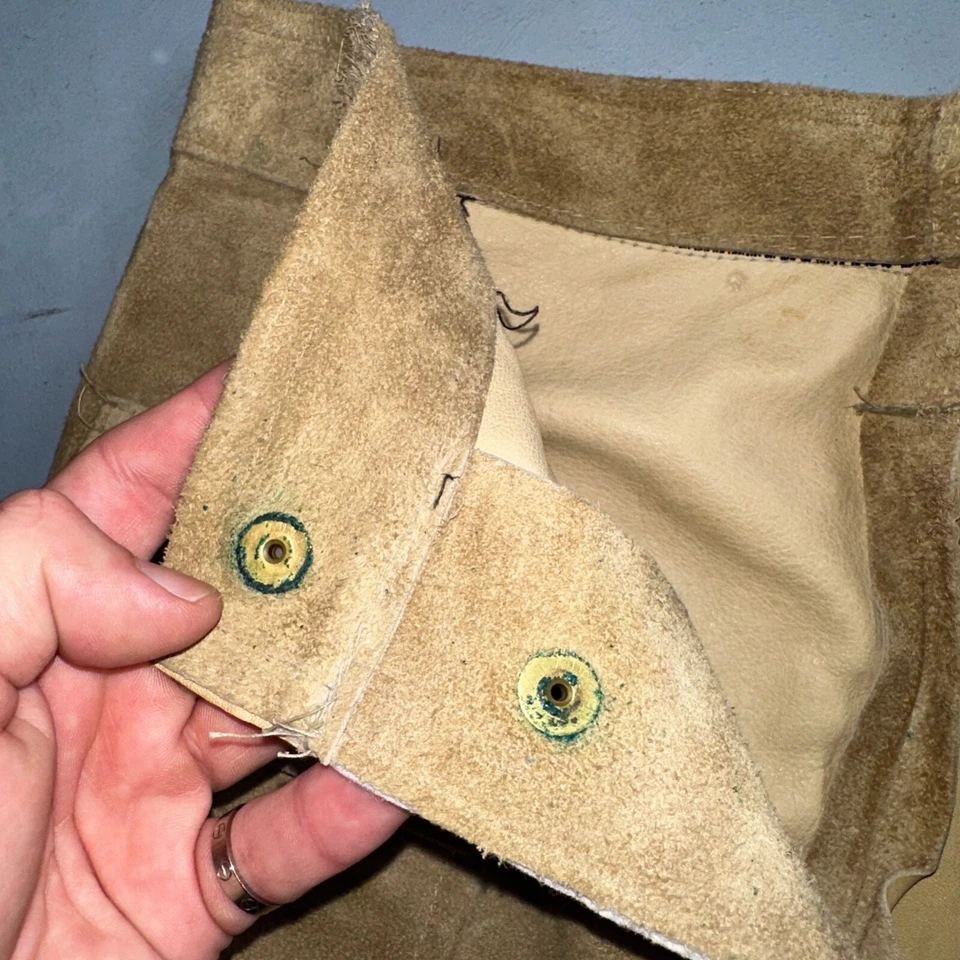 复古 20 世纪 60 年代皮裤 28 宽腿棕色 Rockabilly 60 年代牛仔麂皮绒 27x30 — 第 4/4 张图片