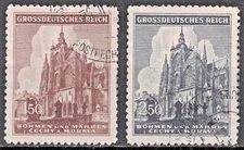 CZECHOSLOVAKIA BOHEMIA AND MORAVIA:1944 SC#88-89 Used St. Vitus Cathedral  AL552