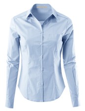 Stretchy Button Down Collar Office Casual Shirt Blouse For Women Fit