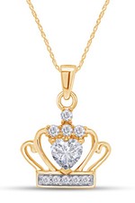 Crown Pendant in 14K Yellow Gold Plated 1 Ct Princess-Cut