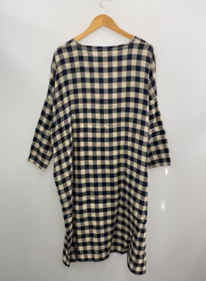 Ichi Long Sleeve Dress Antiquites Women's Cotton Linen Gingham
