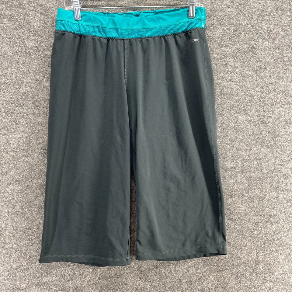 Pantalones Cortos Reebok Mujer M Medianos Negros Compresión Tiro Medio Cintura Elástica Frente Plano Foto 4 de 4