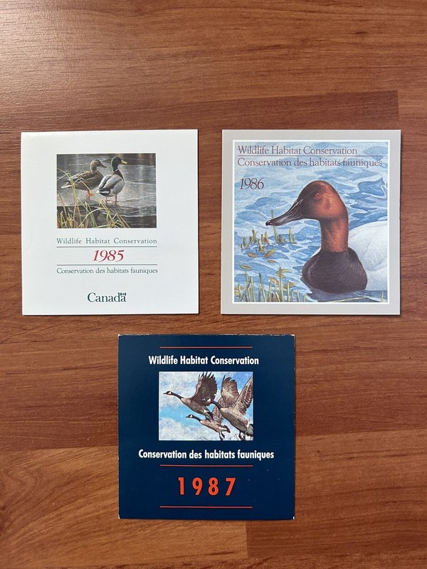 CANADA: 1985,1986 & 1987 Wildlife Habitat Conservation Stamps - MNH. 