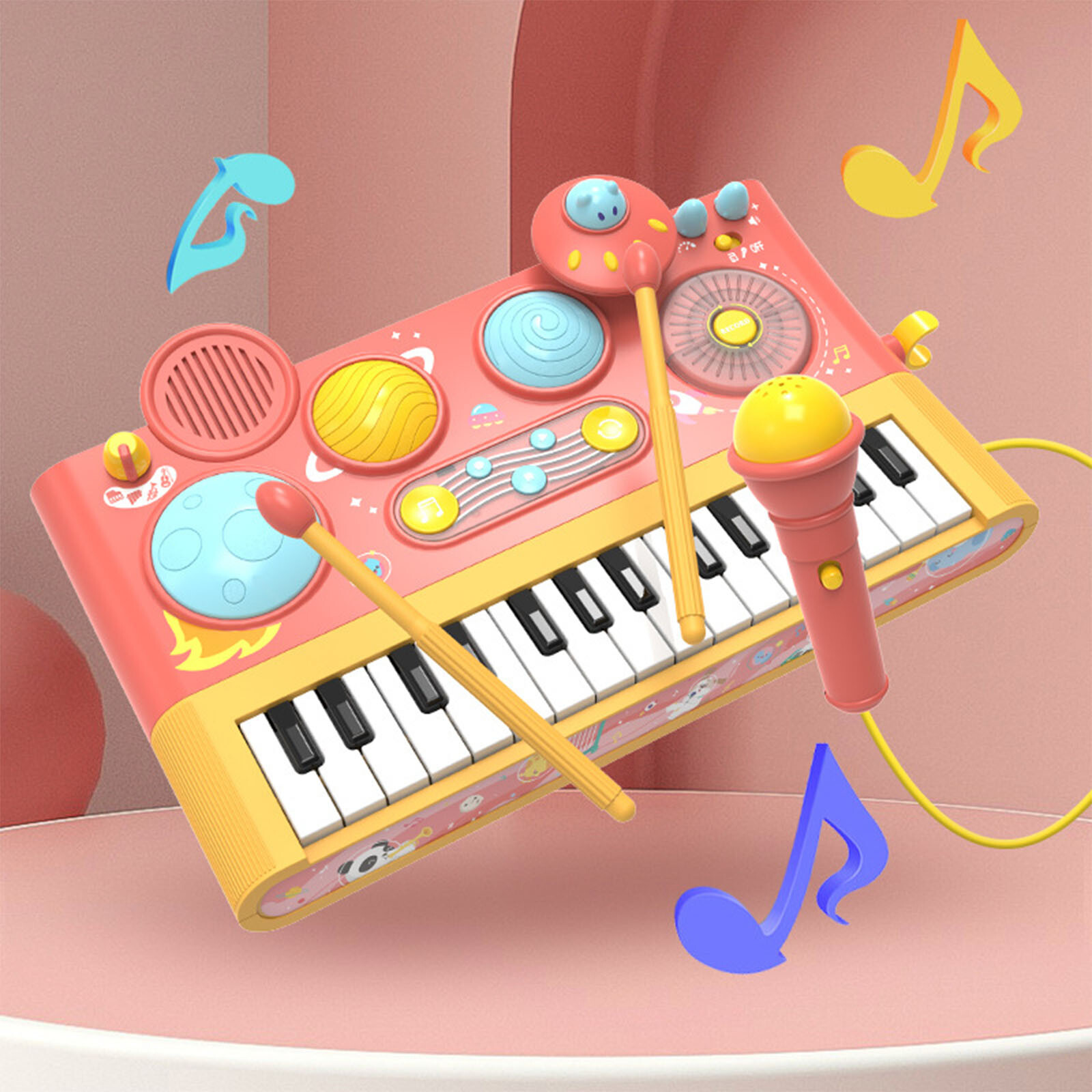 Tastiera Pianoforte Elettronico Multifunzione Musica Bambini con Bacchetta foto 5