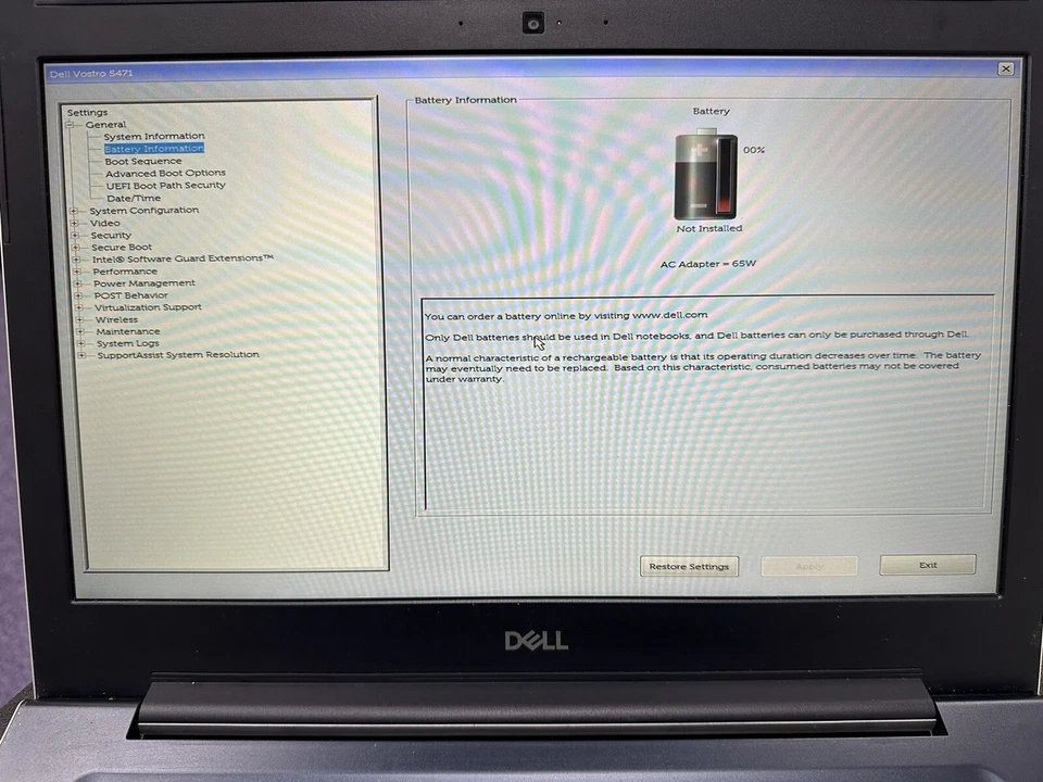 DELL VOSTRO P88G 14" LAPTOP i5-8250U 8GB RAM 128GB SSD NO BATTERY & HOUSING DENT - Image 2 of 4