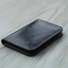 Genuine Handmade Full Grain Pure Leather Bifold Vertical  Wallet for Men, Slim