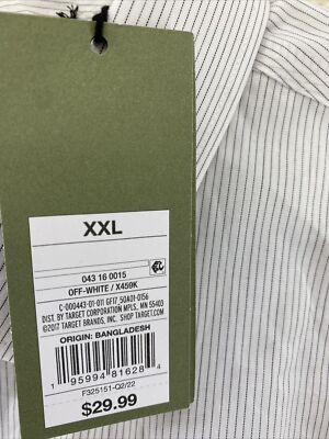 Goodfellow Button Down Shirt - XX-Large - Off White Striped - 18