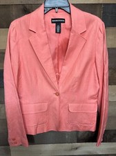 Norton McNaughton Blazer Jacket Women's Size 8 Linen Blend Coral Peach Orange