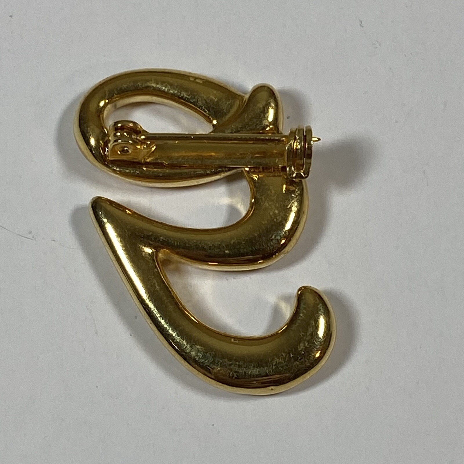 Gold Tone Metal Cursive G Brooch vintage - image 2