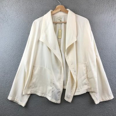 New MAX STUDIO Bone XL Open Front Drape Jacket Lightweight Pockets Career