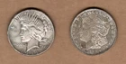 1921 peace silver dollar and 1921 morgan silver dollar