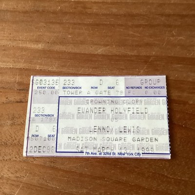 Evander Holyfield Vs. Lennox Lewis 3/13/99 Madison Square Garden ticket 