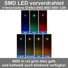 10-100St. SMD LED 0402 0603 0805 1206 Kabel 30cm Mikrolitze verlötet verkabelt