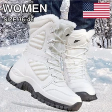 Women Winter Mid Calf Boots Faux Fur Lined Waterproof Snow Boots 2 Style 2 Color
