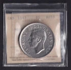 Canada 1949 $1 One Silver Dollar ICCS Graded AU-50 1/2 Moon .800 Silver