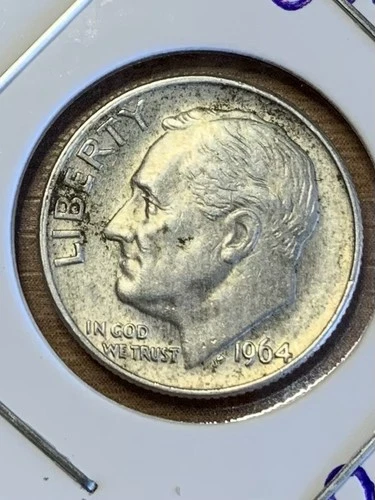 1964-D Roosevelt Dime 90% Silver Extra Fine Torch/Edge Details Sleeved