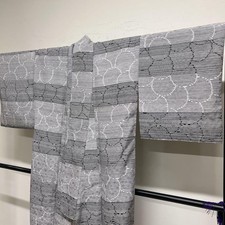 Kimono Horizontal Stripes Small Pattern Washable Monotone Size M Japan