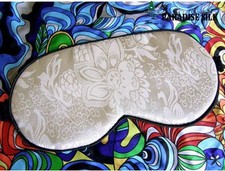 One New Silk Brocade Lt Yellow Blindfold Eye Mask Travel Relax Aid Blindfold