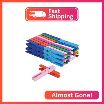 KTOJOY Colored Wooden Clothes Pins, Rainbow Colors 50 Pack, 2.9 Inch, 5 PCS Per