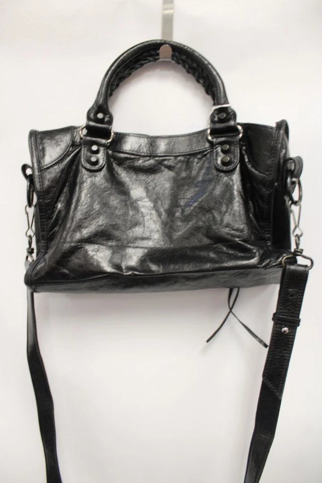 BALANCIAGA Le City Black Mini Leather Handbag Made In Italy 11"X7" - W69 - Image 4 of 4