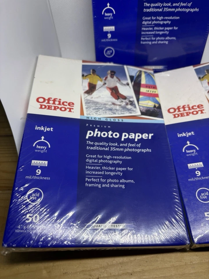 LOT OF 3 OFFICE DEPOT HIGH GLOSS PREMIUM PHOTO PAPER 4 X 6 INKJET HEAVY WEIGHT - Image 2 of 4