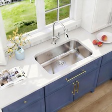 32 Inch Undermount Kitchen Sink, Stainless Steel Spacious Single Bowl Sinks