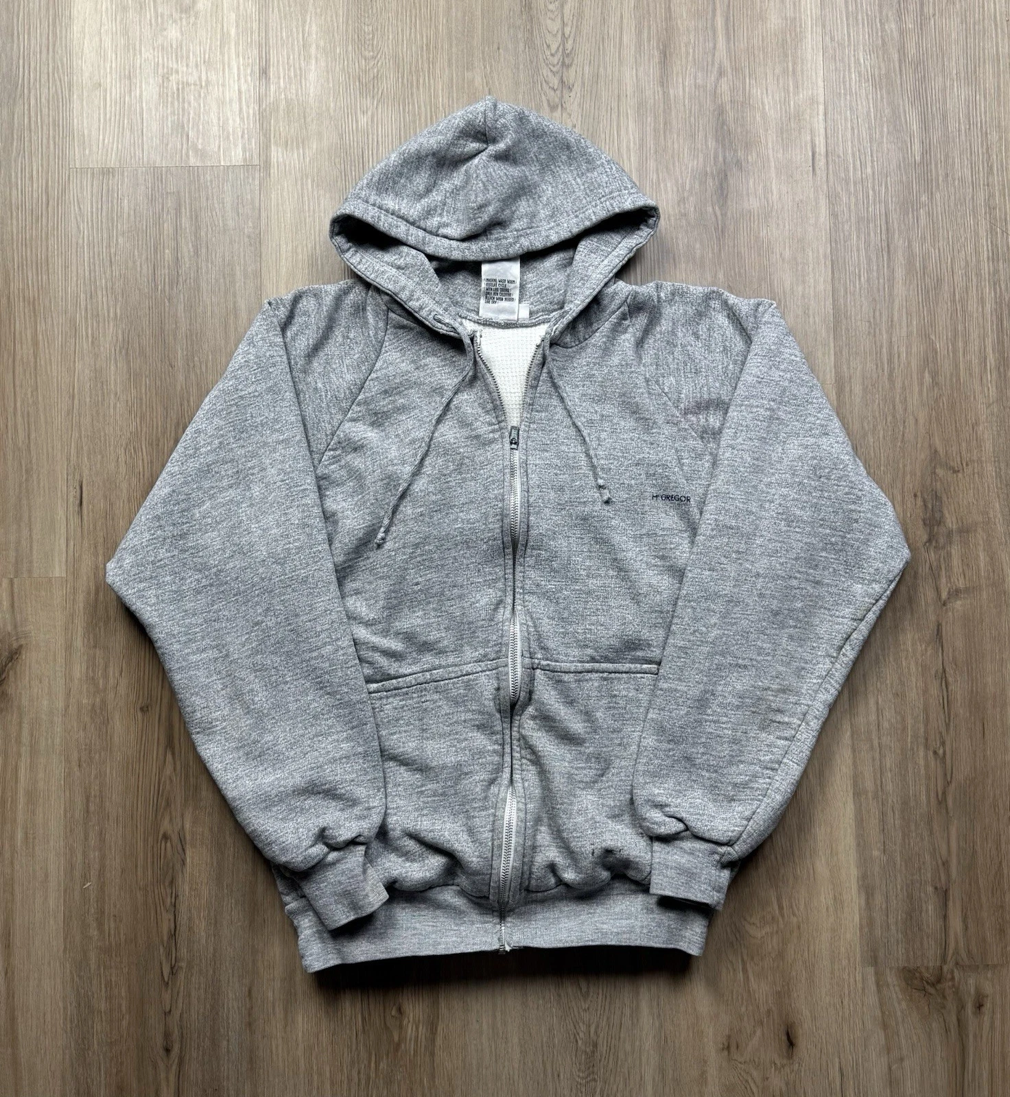 VINTAGE McGregor Competitors Thermal Lined Hoodie Sweatshirt Size Small Grey