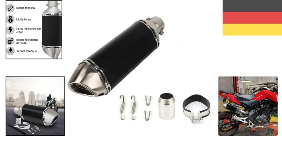 Motorrad Schalldämpfer, Endschalldämpfer, Auspuff, Edelstahl, Aluminium, 38–5... - Bild 2 von 4