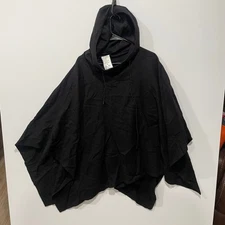 Harve Benard Black Wool Hooded Poncho Cape Shawl Top Size Small Made in Russia