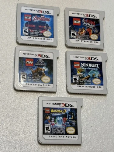 Nintendo 3DS Lego Game Lot 5x Jurassic World Batman Ninjago Nindroids Avengers