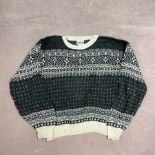Vintage Knitted Jumper Abstract Patterned Grandad Knit Sweater Men's L