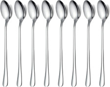 Premium Stainless Steel Ice Cream and Cocktail Spoons - Set of 8 Silver 