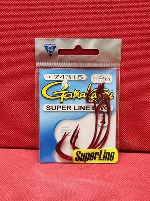 Gamakatsu ''Super Line Ewg'' RED Hooks 4-Pack Size 5/0 NEW Old Stock! NOS St#74315