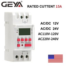 GEYA Programmable Digital LCD Timer Weekly Time Electronic Switch 15A 12-240V