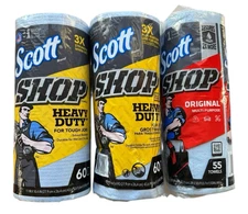 3 Pk Scott Shop Towels - 2 Heavy Duty x 60 Count + 1 Original 55 Count