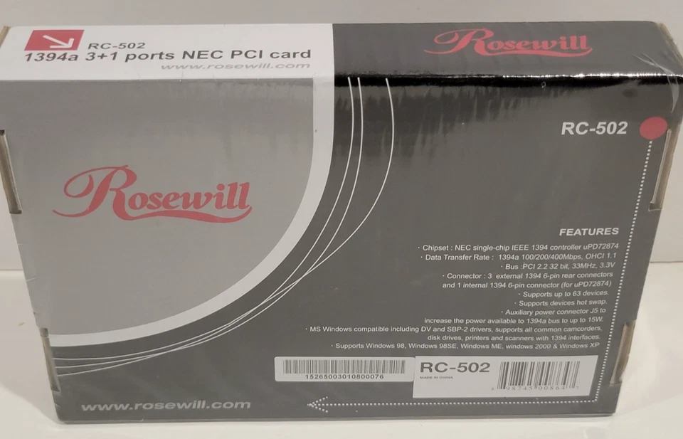 Rosewill RC-502 NEC 3+1 Port Firewire IEEE 1394a PCI Expansion Card - Image 2 of 2