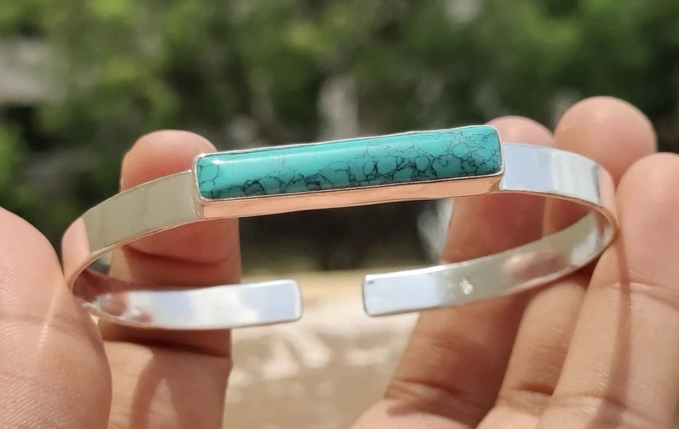 .925 Sterling Silver And Turquoise Cuff Bracelet Brand New ￼ - Image 3 of 3