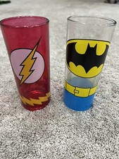 Vintage  Batman  and  Flash  Justice League Collectors Glass es 