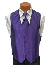 Men's Jean Yves Purple Tuxedo Vest  Long Tie Wedding Prom Groom ML Tall