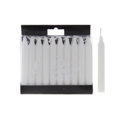 Mega Candles - Unscented 4'' Chime / Spell Taper Candles - White, Set of 20
