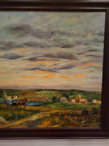 vintage oil painting signed by jean b. egan framed late view in amish country pa - Picture 14 of 18