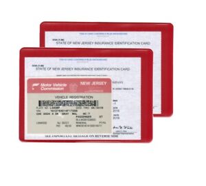 2 Two Auto Car Insurance Registration Id Card Holders Holder Red Ebay