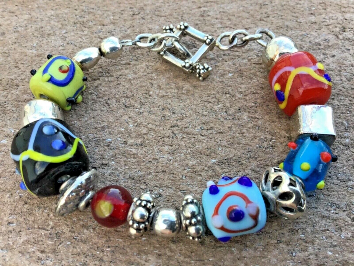 Sterling Silver Add a Bead Bracelet Murano Glass Beads Toggle